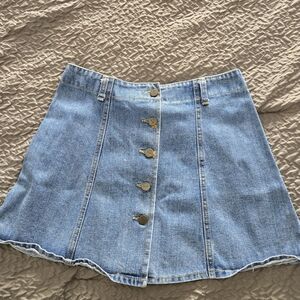 Denim Button-Front Skirt